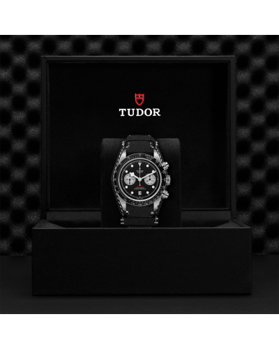 Tudor Black Bay Chrono 41 mm steel case, Black leather bracelet (watches)